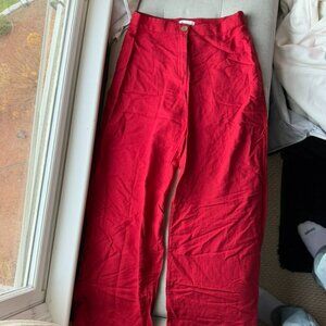 H&M work trouser pants - red wide leg flowy pants